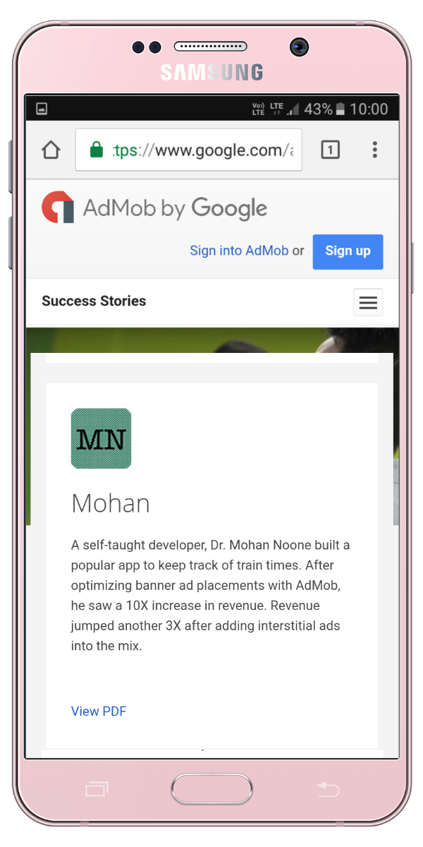 Featured in Google Admob Success Stories